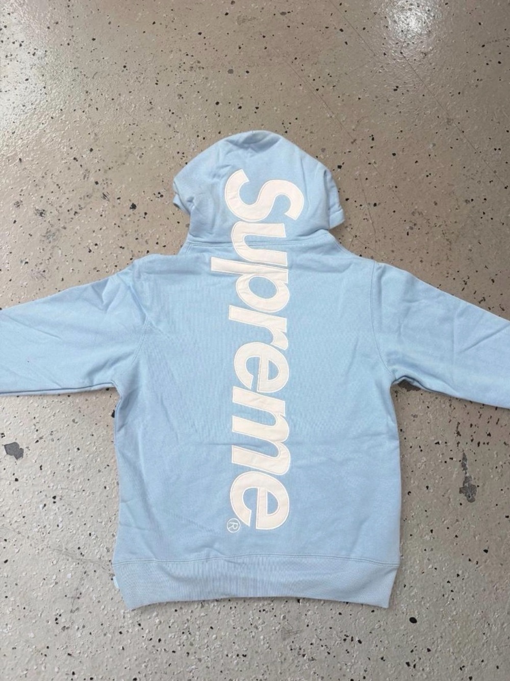 supreme blue applique hoodie